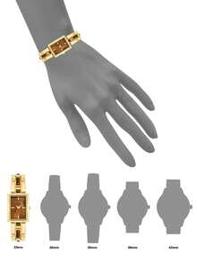 Anne Klein Đồng hồ nữ mạ vàng đính đá quý, đồng hồ đeo tay thạch anh hai tông màu thời trang, mặt số khảm xà cừ, đồng hồ đeo tay hình chữ nhật dành cho nữ, thích hợp để đeo hàng ngày, chống nước. - Vàng - Xem 2