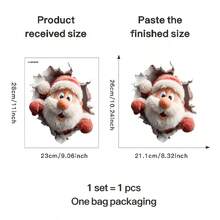 1pc Funny Santa Claus Breakthrough Wall Decal - Removable Self-Adhesive PVC Sticker With Santa'S Face & Cracked Wall Design, Matte Finish For Walls/Glass, Christmas Home Decor, Holiday Party Supplies, Xmas Gifts 2026, Festive Decoration