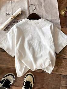 [Sporty T-Shirt]Short-Sleeved T-ShirtRelaxed Plus Size T-Shirt - trắng - Xem 2