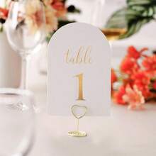 Arch Table Numbers 1 - 20+ Table, 4x6 Inch White Art Paper, Double - Sided, Gold Foil Embossed Details, Elegant Wedding Reception, Centerpiece Decoration, Event, Party, No Holders - 1-30金箔 - 查看 5