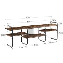 VECELO 75" Industrial TV Stand With Adjustable Shelves, Sturdy Engineered Wood & Metal Frame Entertainment Center,  Console Table With Storage, Brown - Brown retro - 查看 7