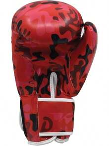 GIM Guantes de Box de Piel Sintética Muñequeras con Cierre de Contacto Boxea con  Alta Resistencia - Camuflaje Rojo/Negro - Ver 3