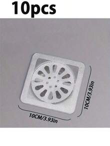 10/50个一次性排水口过滤盖，淋浴排水口毛发收集器，地漏滤网贴纸，网状淋浴排水口盖，洗脸盆毛发塞，自粘式浴室用品浴室工具 - 灰色 - 查看 12