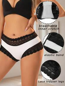 Sexy Lace Panties For Women - High Elasticity Waistband And Breathable Mesh Lingerie, Soft And Snug Fit Without Rolling, Slimming And Lifting Underwear - White - View 4