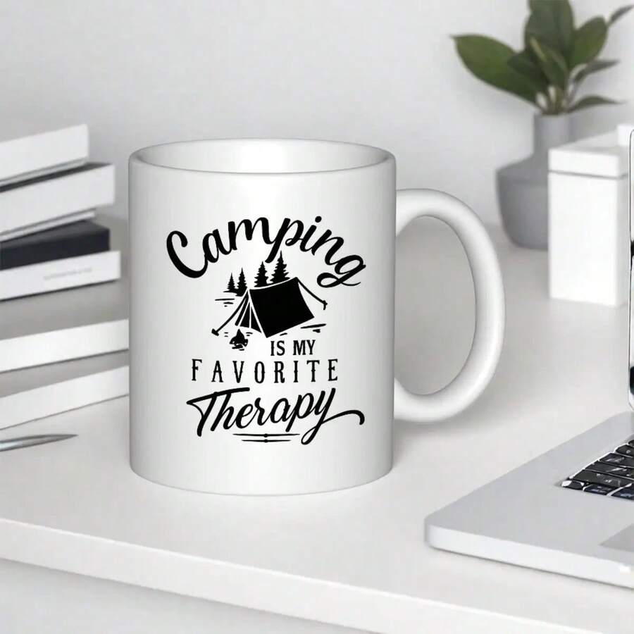 Vintage Camping-Themed 11oz Enamel Mug With Camping Design & Camping Is My Favorite Slogan - Heavy-Duty Glass Coffee Tea Cup Outdoor Enthusiasts, Campers, Hikers - Father's Day, Valentine's, Thanksgiving, Independence Day - Hand Wash Only, Durable & Non-Slip Grip, Travel & Home Use - Reusable Glass Cup With Vintage-Inspired Camping Theme, Coffee, Tea & Hot Beverages - Màu xanh hải quân - Xem 1