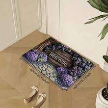 1pc Welcome Floral Monogram Entrance – Soft Polyester Non-Slip Rug With Purple Flowers & Stone Design, & Washable Indoor/Outdoor Use In Entryway, Kitchen, Bathroom, Or Office, Indoor Entryway |   Decorative Doormat |   Washable, Door Indoo - Nhiều màu - Xem 6