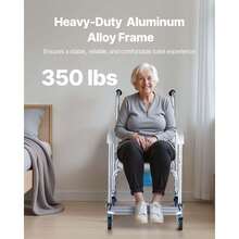 Bedside Commode Chair With Wheels, 350 Lbs Capacity, 4-In-1 Portable Toilet And Raised Toilet Seat With Padded Seat/Backrest/Flip-Up Footrest, Detachable 5L Bucket, Shower Wheelchair For Seniors - 350 Lb - View 5