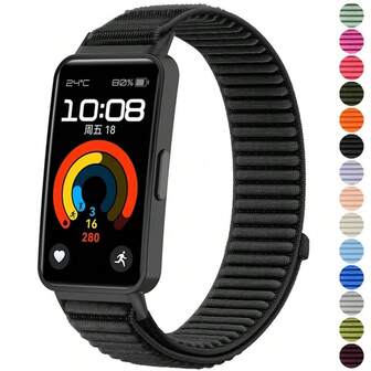 Nylon-Schlaufenarmband kompatibel mit Huawei Band 10 8 9 Sportarmband, Armband kompatibel mit Huawei Band 10 9 8 Smartwatch Zubehör