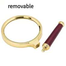 1pc 50x Magnifier - HD Metal Handheld Magnifier With Ergonomic Handle No Power Required For Reading Books Newspapers Outdoor Science And Making Fire - Wood Grain Magnifying Glass - View 9