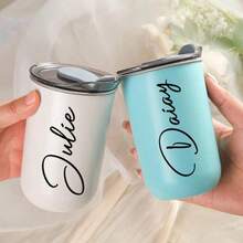 1pc Customized Stainless Steel Travel Mug - Double Wall Insulated Coffee Cup With Personalized Name, Cold Drink Cup | Elegant Matte Finish | Double Wall Insulated, Reusable Coffee Cup, Multifunctional, Decorative, Fashionable, Refined, High Quality, Personalized, Unique, Suitable For Men, Women, Boyfriend, Girlfriend, Father, Mother, Family, Friends, Son, Daughter, Students, Employees, Office, Tea Room, School - Multicolor - View 7