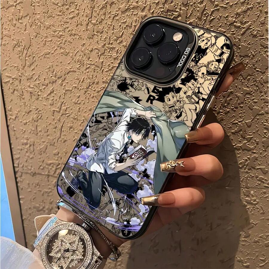 Funda de teléfono Anime  para iPhone 16, 15, 14 Pro Max, 13, 12, 11 Pro, X, XR, XS Max, 8, 7 Plus - Cubierta trasera mate a prueba de golpes, accesorios móviles, cultura pop, impresión UV, cubierta duradera, entusiastas de la cultura pop, entusiastas de la tecnología - Mezcla de colores - Ver 1