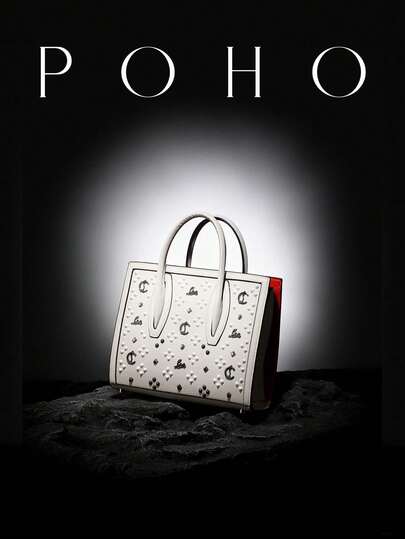 POHO POHO Brand Luxury Women's Handbag Co-Branded Letter Medium Tote Bag - White
