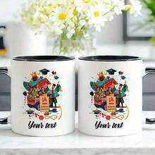 1pc, 11oz, Colorful Customizable Graduation Celebration Coffee Mug & Ceramic Tea Cup, IA Este Nuevo Capitulo!Festive Design With Personalized Text, Graduates, Latino Community On Graduation Day, Hispanic Heritage Month, Birthday - Pink - View 9