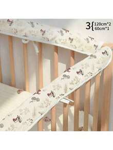 3 件套 Ins 风格婴儿床围栏，婴儿床护栏 - 透气网眼，可爱动物印花图案，可水洗，圣诞节、万圣节、感恩节送给宝宝的完美礼物