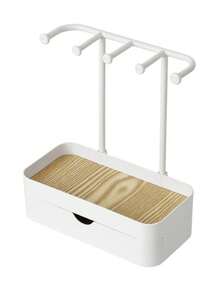 1 pieza Estante de exhibición práctico, organizador colgante de sobremesa para aretes, collares, anillos, llaveros, diademas, sujetadores de cabello, bandeja de joyería de madera y soporte para llaves para organizar accesorios de mujer, esenciales de viaje, regreso a la escuela, almacenamiento de dormitorio, decoración de otoño