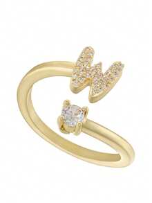 This Is A Stylish And Simple Asymmetrical Copper A-Z Ring With An Adjustable Opening And 26 English Initials For Women. It Is Suitable For Daily Wear And Casual Entertainment. It Is A Gift For Friends And Couples At Festivals And Gatherings!