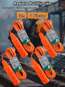 EXTENSIÓN ELÉCTRICA MULTICONTACTO USO RUDO 15 METROS 4 ENCHUFES - Tipo de Enchufe A USA (110-127V) - Ver 24