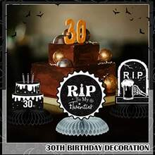 Pack RIP To My 20s Birthday Decorations Death To My 20s Decorations RIP 20s Birthday Black And White Honeycomb Centerpieces Decorations Funeral For My Youth 30th Birthday Table Decorations Decor - 如圖 - 查看 5