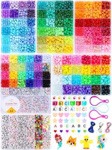 Pony Beads Kit, Mix Colors Pony Beads Kit For Jewelry Making, DIY Bracelets Necklaces Hair Braiding, Letter Beads Braids Crafts Friendship Gifts Festive Atmosphere Decoration