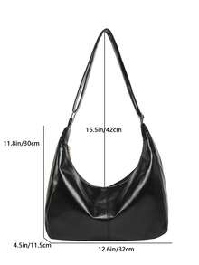 时尚大容量女士单肩托特包，设计感十足 - 黑色 - 查看 5