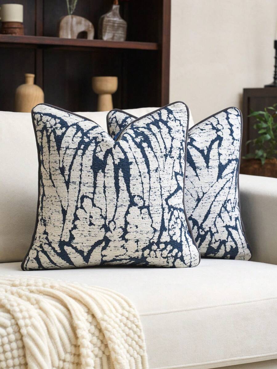 1 vỏ gối trang trí dệt jacquard dày dặn (không kèm ruột gối), vỏ gối dệt jacquard dày dặn, hiện đại, thời trang, phù hợp cho trang trí nhà cửa hàng ngày, ghế sofa, giường ngủ, mọi mùa. - Xanh và trắng - Xem 1