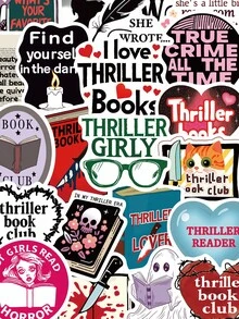 50 pegatinas de libros de terror para maletas, portátiles, álbumes de recortes, diarios, botellas de agua, cascos de guitarra, calcomanías DIY - Multicolor - Ver 1