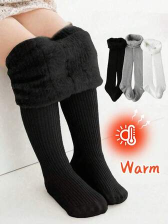 3 pares de mallas acanaladas para niñas pequeñas de otoño/invierno, suaves y cómodas, leggings de unicolor versátiles, adecuados para uso diario, vacaciones, viajes, regreso a la escuela, hogar, oficina, salidas - surtido de colores aleatorios