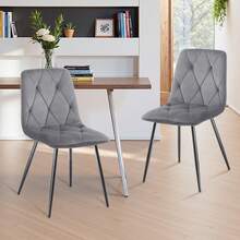 OYAJIA Velvet Dining Chairs Set Of 4 Kitchen Chairs Dining Room Lounge Reception Chairs With Metal Legs For Living Room Bedroom,Grey - Ash - View 8