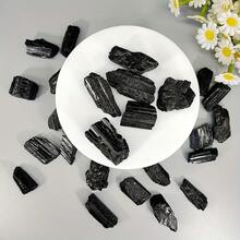 1pc Black Natural Tourmaline Stone - Raw Stone For Home Decor, Outdoor Garden Ornament, Holiday Gift, Art Deco Style, Family Theme, Stone Material, Perfect For Room Decor