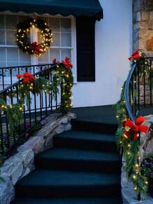 Guirlanda de flores natalinas de 5,5 metros (18 pés), guirlanda de flores artificiais, para decoração de festas de casamento e feriados, uso interno/externo, adequada para decoração de quartos, decoração de casa, decoração de aniversário, decoração de Natal, decoração de mesa de Natal, guirlanda de inverno para montar você mesmo.