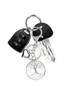 Loving Pu Leather Key Bag, Personalize Your Name.Niche Key Storage Bag,Heart-Shaped Car Keychain Made Of Ultra-Fine Faux Leather, Personalized Heart Keyring, Retractable Key Fob, The Retractable Keychain Is Compact And Stylish, Prevents Lost Keys, And Is Detachable.Valentine's Day Gift.Valentine's Day Gift.Back-To-School Season, Office And School Supplies - Multicolor - View 2