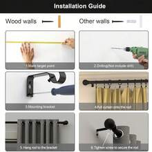 0.63英寸铁艺拼接黑色窗帘杆/罗马杆，经典百搭小球装饰，长度23-87英寸，安装简便，经久耐用，适用于：窗帘杆/浴帘杆/遮阳杆/薄纱窗帘杆，可壁挂或悬挂，适用于卧室、厨房、客厅、餐厅、办公室、宿舍或出租房，现代简约设计，轻巧窗帘杆支架套装