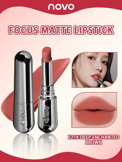 NOVO Waterproof, Sweat-Resistant Velvet Matte Lipstick, Long-Lasting, Vivid Color, Suitable For Daily Use, Travel, Outdoor, Festivals, Birthdays, Graduations, Parties, Fashionable Makeup