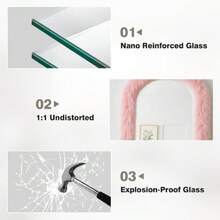 Arched Full Length Mirror Free Standing Shaggy Faux Fur Framed Full Body Floor Mirror Wall Mounted Leaning Hanging Wall For Bedroom Living Room Entrance Hallway, 63"X24",  Pink,24331899 - 粉色 - 查看 5