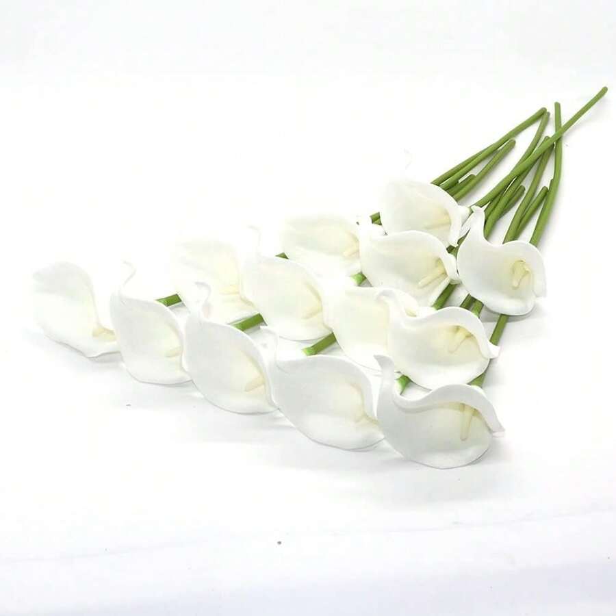 3/150Pcs White Calla Lily Artificial Flowers Bouquet ,Real Touch Faux Flower For Spring Decoration Wedding Vase Home Restaurant Bedroom Decoration, Holiday Birthday Party Accessories, Outdoor Garden Decoration, Home Office Room Holiday Decoration, Dining Table Decoration Farmhouse Decoration - Milky White 1 - View 1