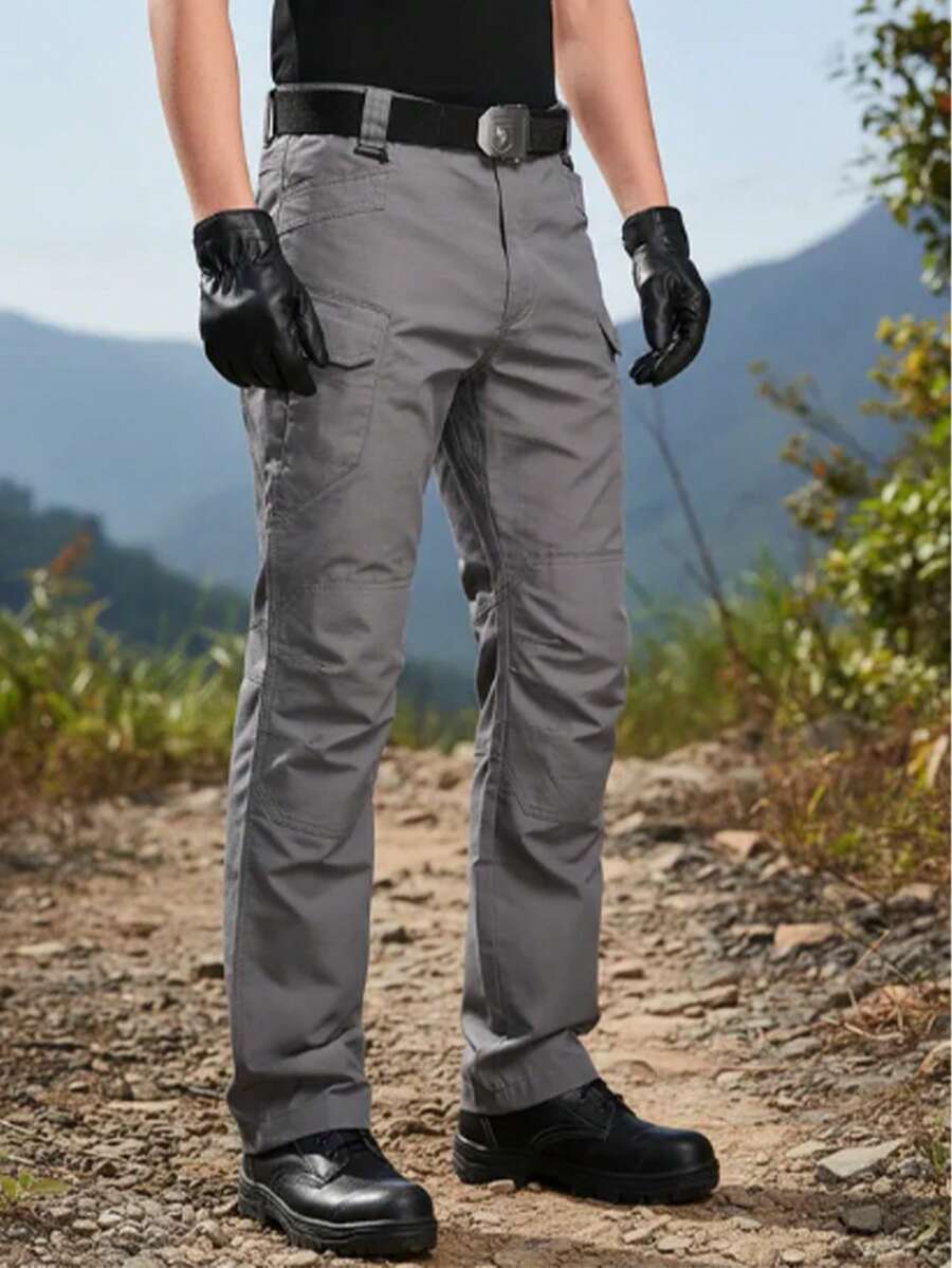 Men's Tactical Multi-Pocket Pants, Casual Waterproof Trousers, IX7 - 灰色 - 查看 1