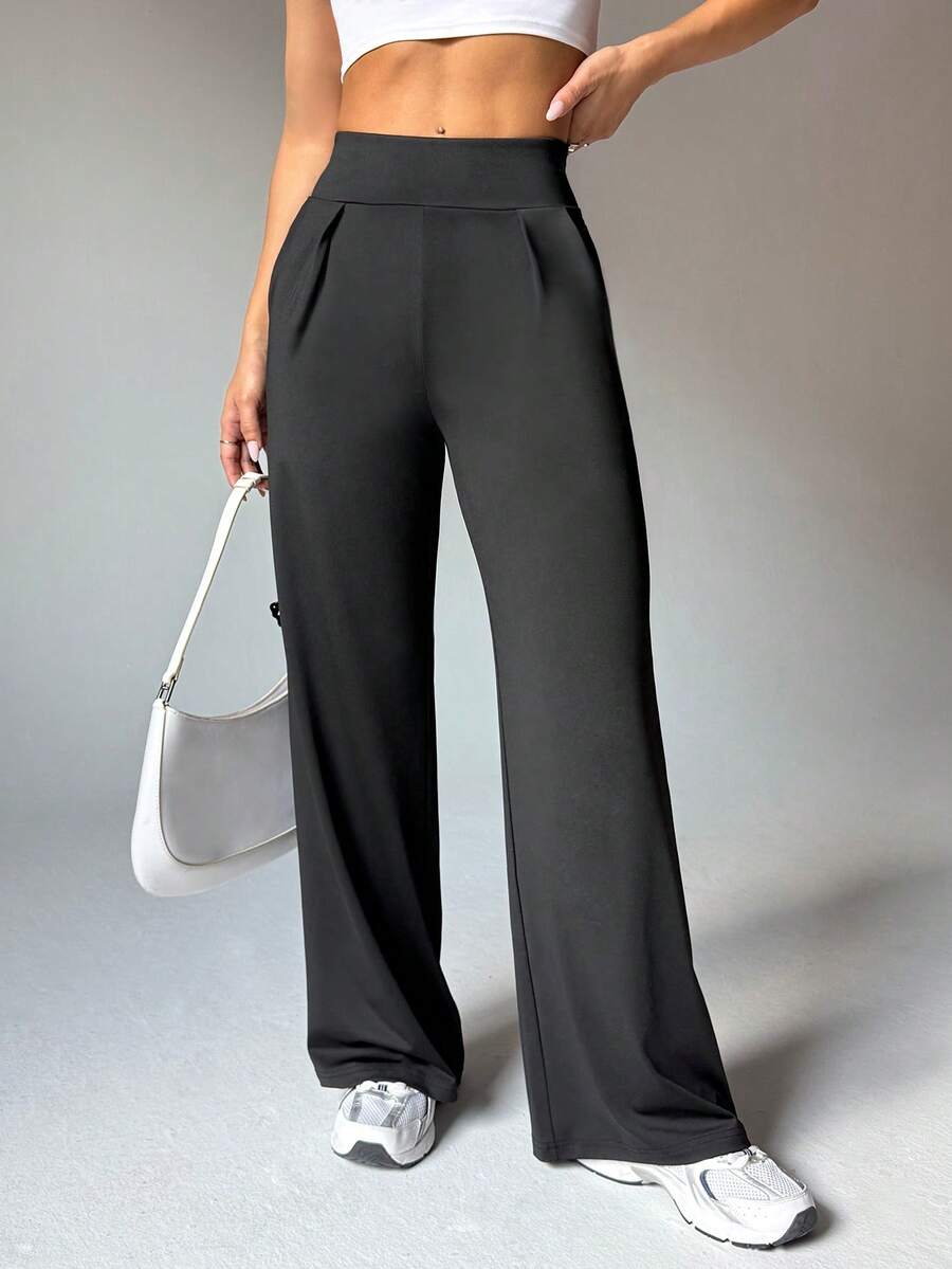 Women'S Casual Solid Color Wide Leg Sweatpants, Autumn/Winter Tights