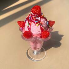 Crème glacée réaliste, fruits, belle tasse, modèle de maison de poupée, simulation, décoration d'été pour la maison, accessoires pour vitrine de boutique de poupées, artisanat, faux desserts, jouets alimentaires - Multicolore - Voir 10
