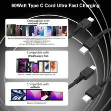 USB C To C Charging Cable,3A 45W 1-3 Packs 3.3FT/6.6FT Type C Fast Charger Data Cord For Galaxy S25 S24 Ultra FE S23 S22 A16 A17 Note 20 Z Fold 7 6 Tab S9 S10/Apple 17 16 Phone Charger Cord