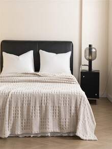 1 pieza Manta de franela y lana cómoda - Súper suave, ligera, adecuada para todas las estaciones con diseño de jacquard hexagonal, adecuada para Halloween en el hogar, Navidad, camping y viajes, Día de la Madre, amarillo brillante, accesorio de decoración de moda para dormitorio