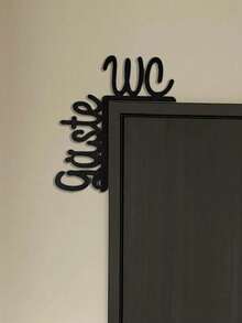 HELLOYOUNG Biển hiệu nhà vệ sinh bằng kim loại không cần khoan, kiểu dáng thanh lịch - Thích hợp cho phòng tắm, nhà vệ sinh dành cho khách hoặc trang trí cửa, biển hiệu treo tường màu đen, đồ trang trí tường bằng kim loại bền chắc, lý tưởng cho trang trí phòng, tường, nhà cửa. - màu đen - Xem 7