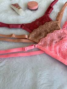 Kit Of 3 Lace Panties With Double String And Side Adjustment. Comfortable, Transparent Fabrics, Lingerie, Intimate Fashion, Perfect Fit. - Multicolor - View 1