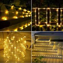 1Pc Solar Rope Lights, 106Ft 300Led Outdoor Solar String Lights, Ip65 Waterproof Solar Powered Fairy Lights With 8 Lighting Modes For Party, Garden, Yard, Home, Holiday, Tree Decoration - Warm Light - View 5