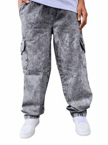 Original Dazzling Cargo Pants Plus Size Wide Balloon From P To 58 - Flint Stone - View 10