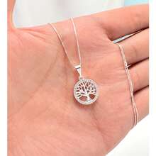 Simple And Elegant Tree Of Life Pendant Necklace, Inlaid With Zirconia, Plated In 925 Silver Or 18k Gold - Bạc - Xem 2