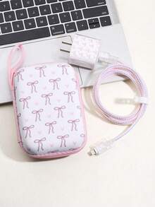 6 Pieces Bow Line Cable Organizer Set, Data Cable Protective Sleeve + Organizer Pouch, Mobile Phone Data Cable Protector, Cord Winder Fixer Anti-Breaking Cable Charger Head Protector - Multicolor - View 1