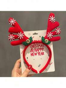 Cute Christmas Girl Headband, Santa Claus Bell Hair Clip, Adorable Holiday Headpiece Gift, Party Accessory - Red - View 4