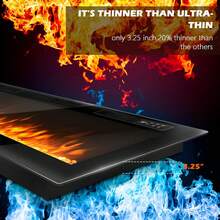 72'' Ultra-Thin Electric Fireplace In-Wall Recessed And Wall Mounted Fireplace Heater,Linear Fireplace With Multicolor Flame,Timer,Low Noise,750/1500W,Touch Screen & Remote Control, With Plug - Black(72in) - View 4
