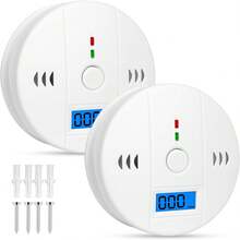 LUHI 2PCS Detector de Humo, Detector de Monóxido de Carbono,Sirena inalámbrica con Pantalla Digital y Alarma Sonora, Ideal para oficinas, dormitorios, cocinas, baños, etc.(2 piezas) - 1 - Ver 7
