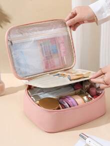 1pc Women's Large Capacity Portable Travel Cosmetic Bag Toiletry Organizer - Multicolor - View 4